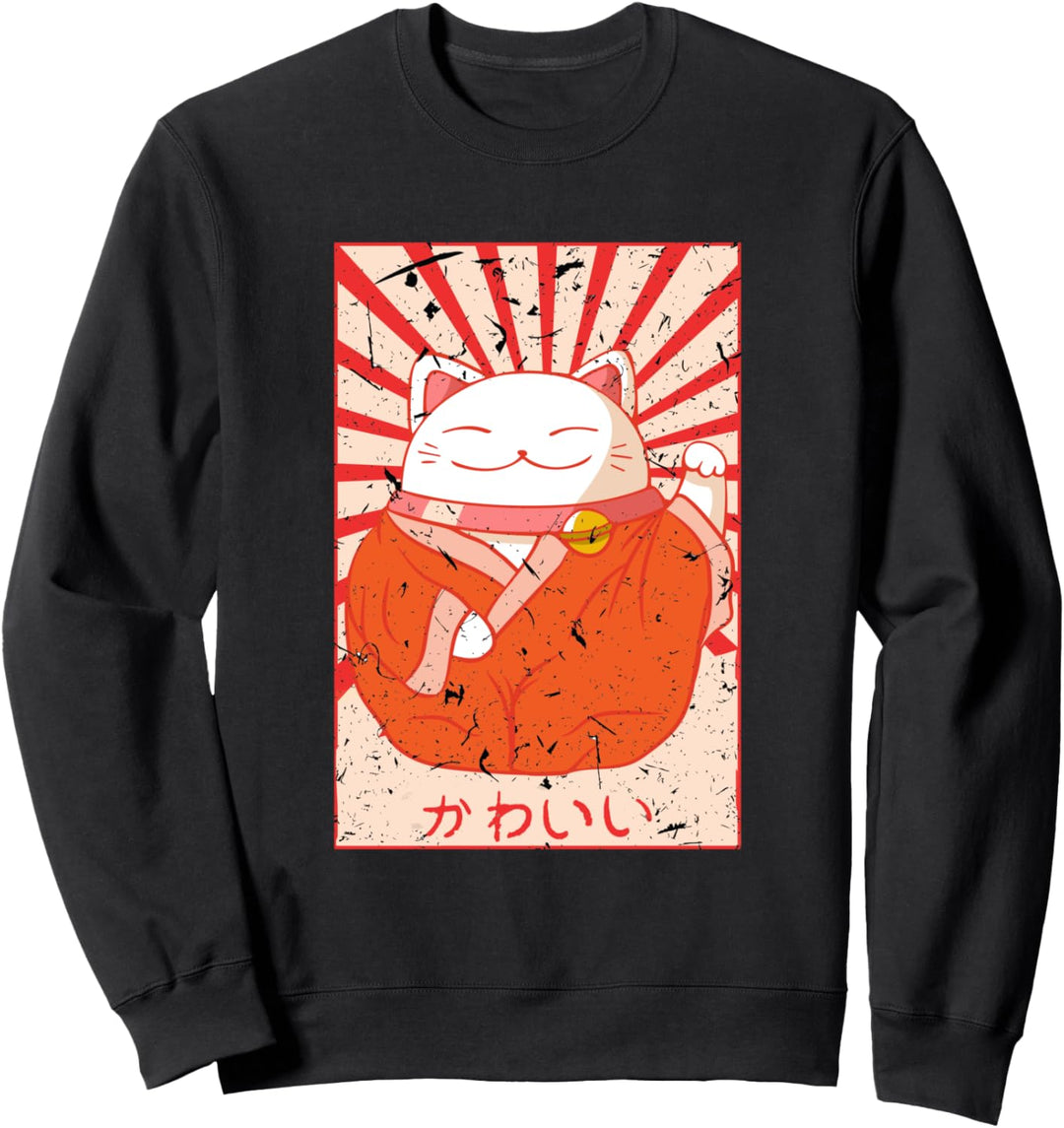 Maneki Winke Katze Neko Asien Japanisch Lustig Anime Kawaii Sweatshirt