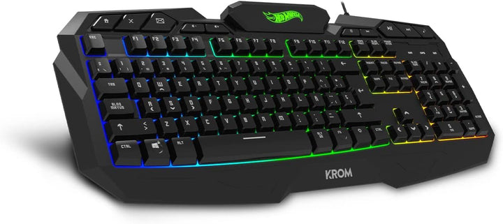 KROM Maus und -Mausunterlage Hot Wheels Edition Kustom - LED RGB Membrantastatur, Maus optischem Sen