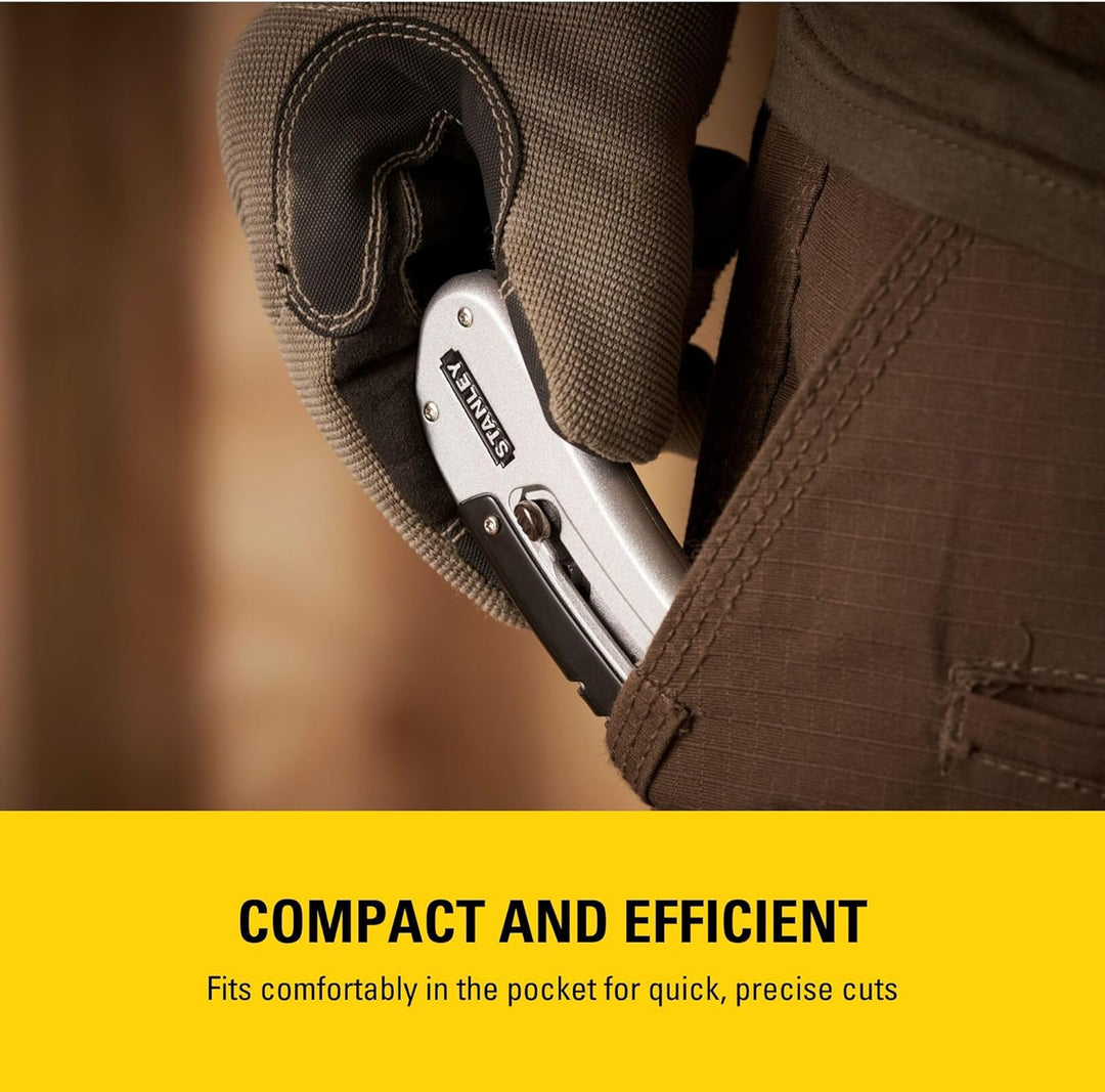 STANLEY Sportmesser Quickslide (145 mm Länge, kompaktes Messer für Beruf & Freizeit, Metallkorpus fü