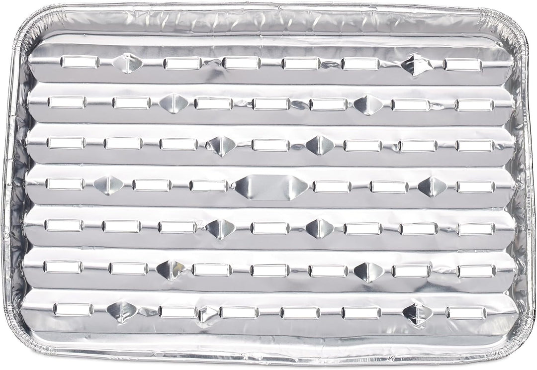 Relaxdays Grillschale Alu, 25er Set, BxT: 34 x 22 cm, Aluminiumschale mit Löchern, bis 260°C, Grill