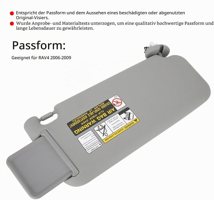Sonnenblende, Linke Fahrerseite Sonnenblende 74320-42501-B2 für RAV4 2006-2009 (grau)