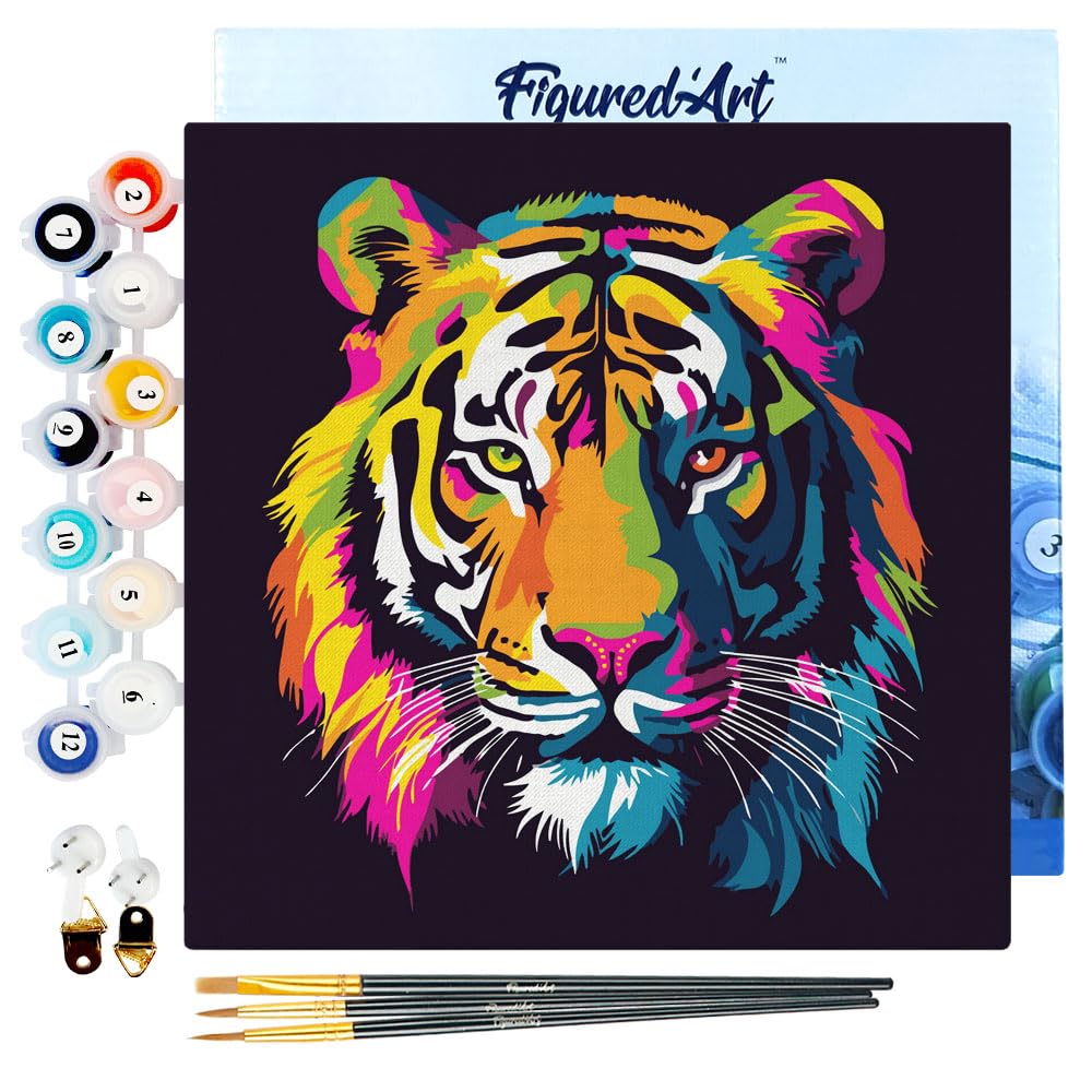 Figured'Art Mini Malen Nach Zahlen Erwachsene Mit Rahmen 20x20cm Kleines Format - Abstrakter Pop Art