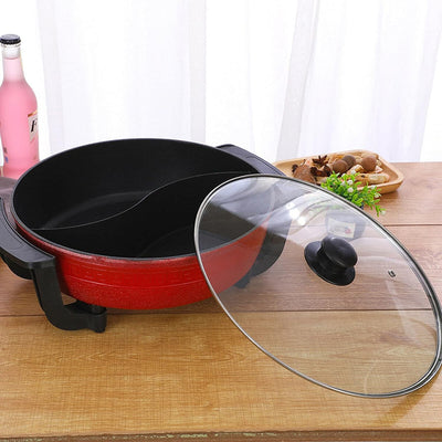 Shabu Hot Pot Feuertopf mit Trennwand und Deckel, 6L Chinesischer Shabu Shabu-Topf Hotpot Suppentopf