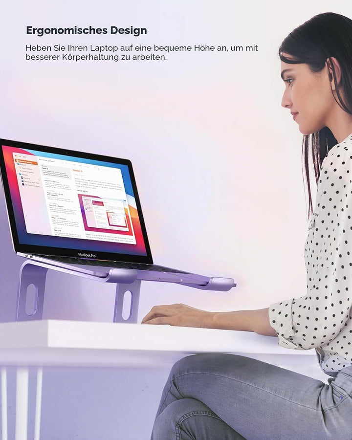 Nulaxy ergonomischer Laptop-Ständer aus Aluminium, abnehmbare Erhöhung für Laptops mit Einer Grösse