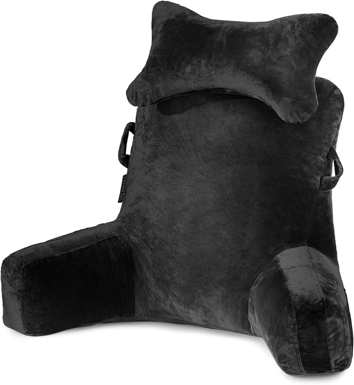 SLIGUY Lesekissen Bettauflage Kissen mit Nackenrolle &amp; höherem Stützarm zum Sitzen in Bett, Couch od