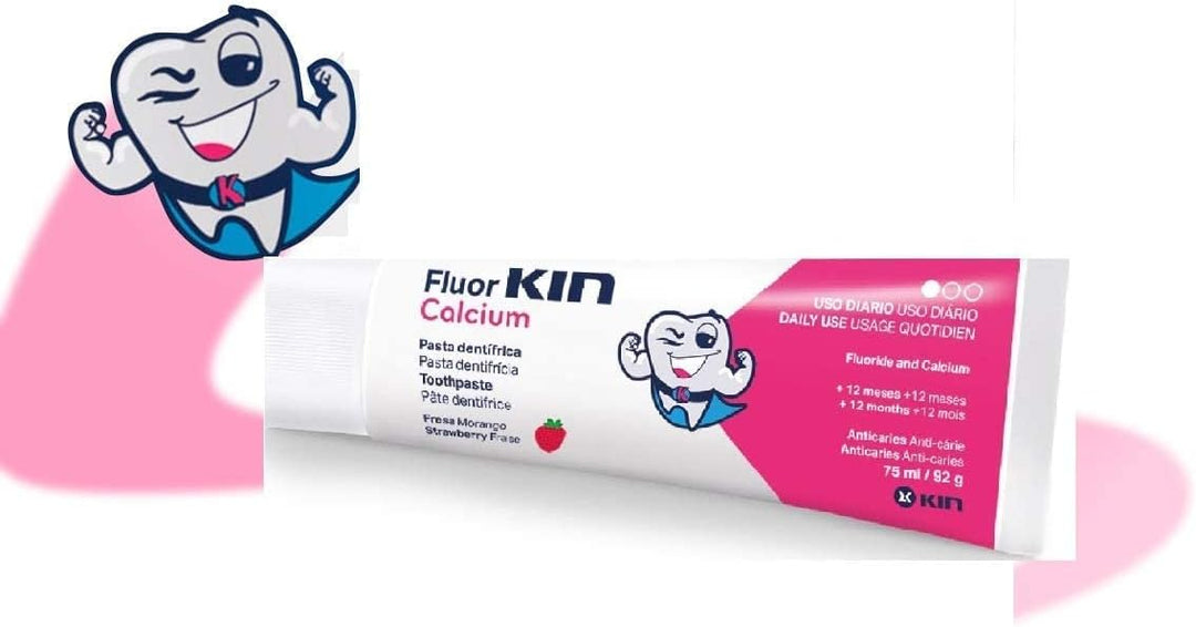 Fluor Kin Zahnpasta ~ Erdbeere Geschmack Kinder Kinder 75ml Calcium und Fluorid