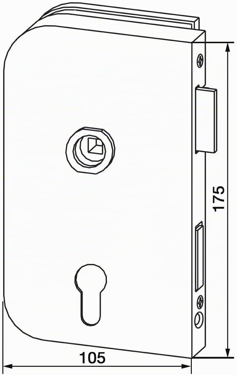 Dorma Glas Glastürschloss Junior Office PZ mit Wechsel, Glasstärke 8 mm, Glasbeschlag rechts - Alu E