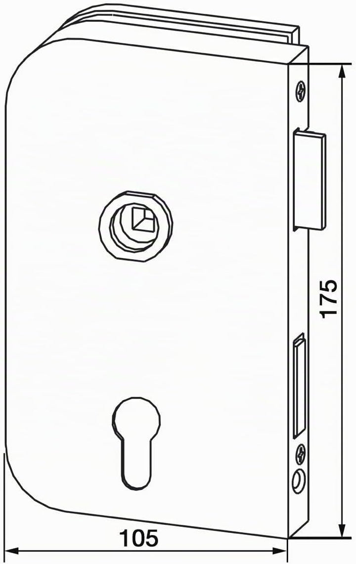 Dorma Glas Glastürschloss Junior Office PZ mit Wechsel, Glasstärke 8 mm, Glasbeschlag rechts - Alu E