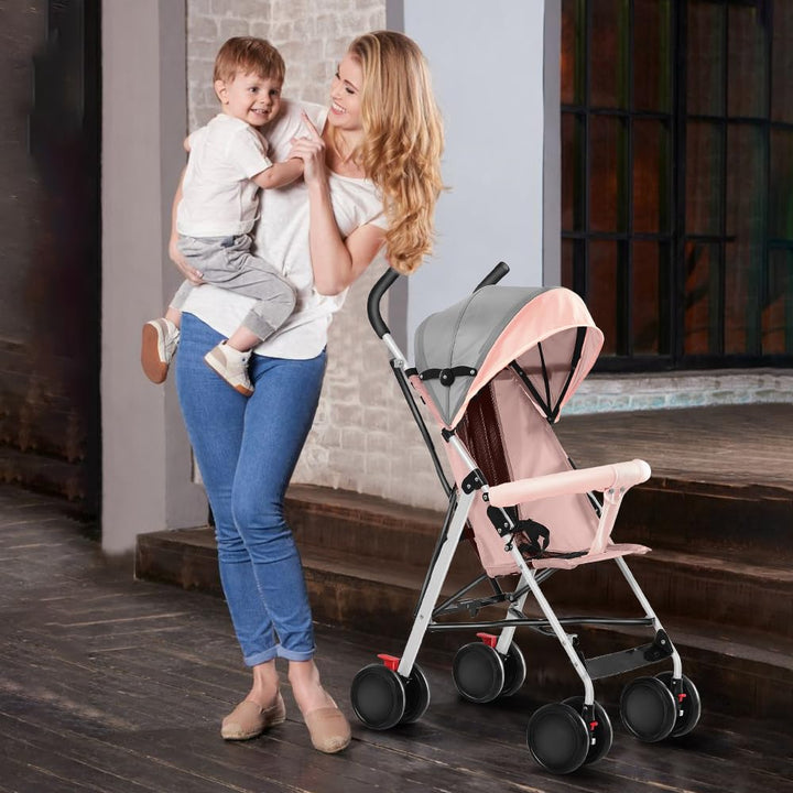OHMG Kids Kinderwagen mit Babywanne, 2 in 1, ultrakompakt, Kompakter Buggy mit Schultergurt, 5-Punkt
