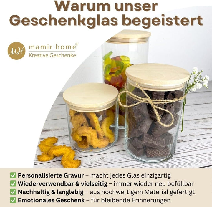Vorratsglas Weihnachten mit Gravur | Keksdose Weihnachten Glas | Geschenk Kollegin, Freundin, Mitarb