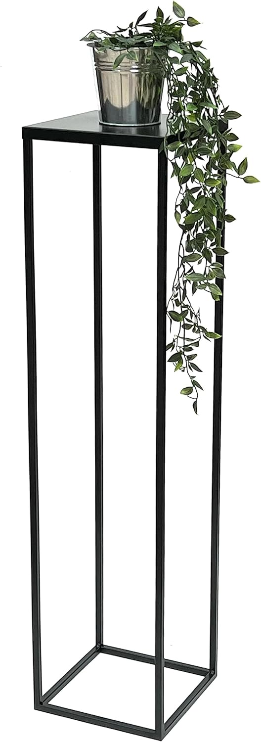 DanDiBo Blumenhocker Metall Schwarz 100 cm Eckig Blumenständer Beistelltisch FRA-006 Blumensäule Mod