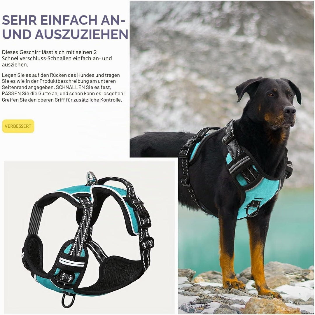 HEELE Hundegeschirr ohne Zug, Brustgeschirr für grosse Hund, einstellbares reflektierendes Hunde Ges