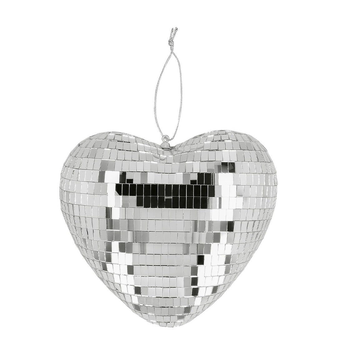 Boland - Glänzende Herz Discokugel, 19 cm, Deko für Disco Fever Mottoparty, Hängedeko für Hochzeit o