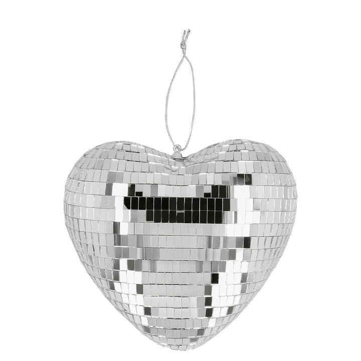 Boland - Glänzende Herz Discokugel, 19 cm, Deko für Disco Fever Mottoparty, Hängedeko für Hochzeit o