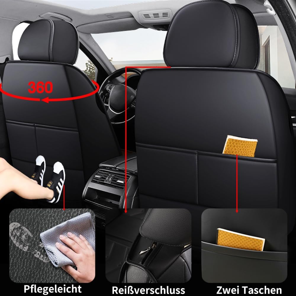 2-TLG. Vordere Autositzbezüge - Atmungsaktive, Strapazierfähige Kunstleder Sitzschoner, Universelle