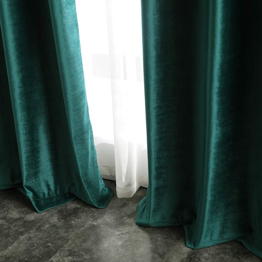 MIULEE Samt Vorhänge 2er Set, Luxuriöse Samtvorhang Grün für Deko Schlafzimmer Wohnzimmer, Samt Gard