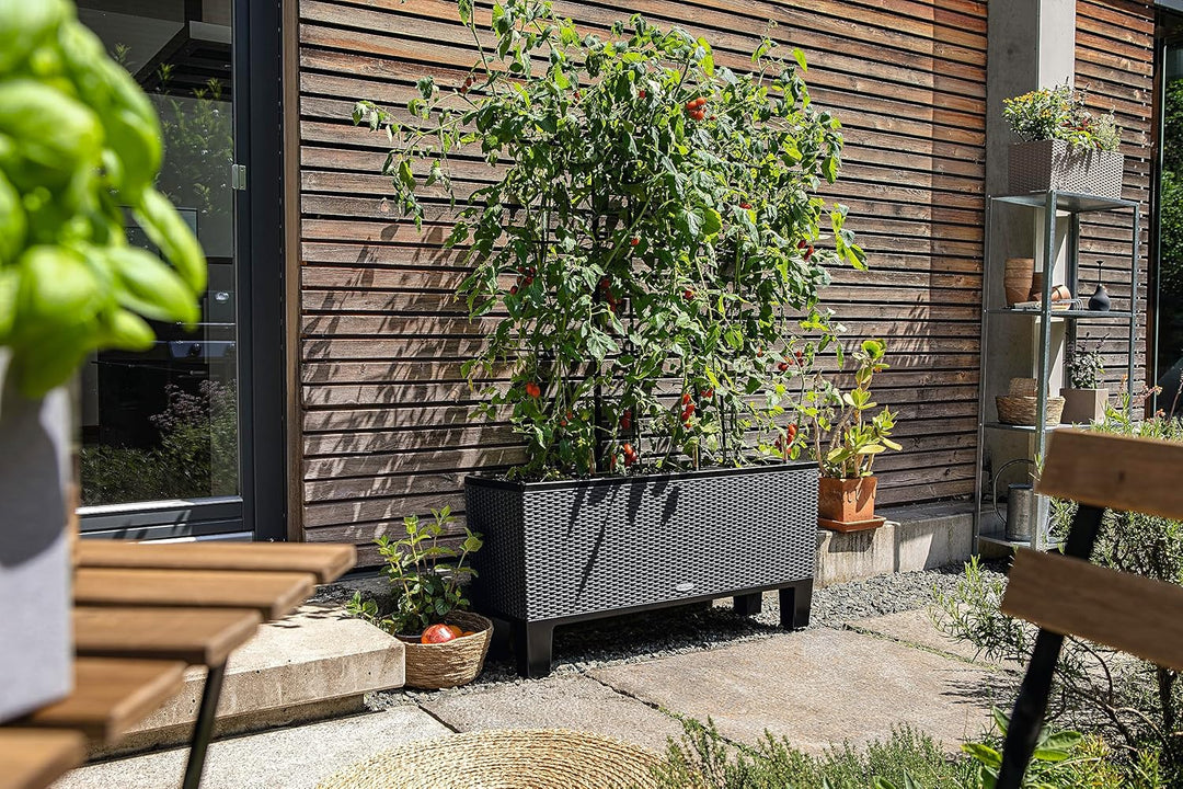 LECHUZA TRIO Cottage 30 granit 15003 Pflanzgefäss mit Erd-Bewässerungs-System 100x32,5x34,5 cm Grani