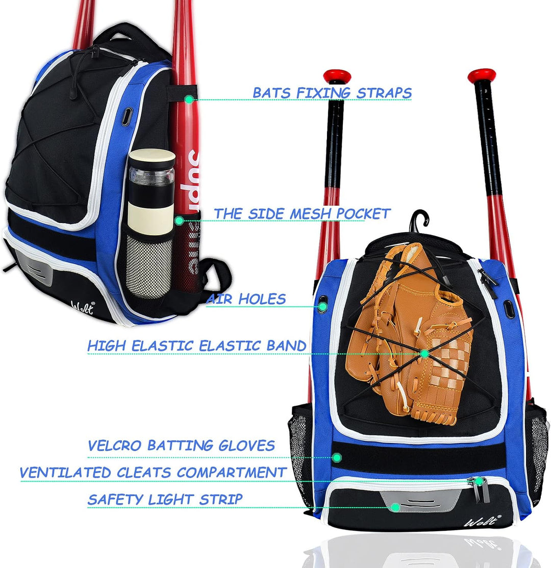 WOLT | Baseballtasche für Jugendliche – Schlägerrucksack für Baseball, T-Ball &amp; Softball-Ausrüstung