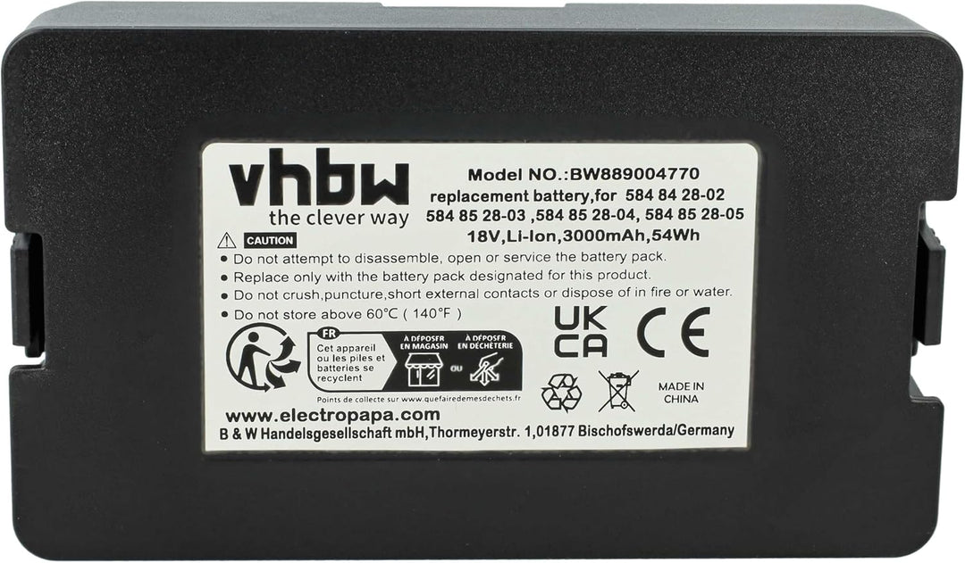 vhbw Akku kompatibel mit Husqvarna Automower Sileno Life Rasenroboter (3Ah, 18V, Li-Ion)