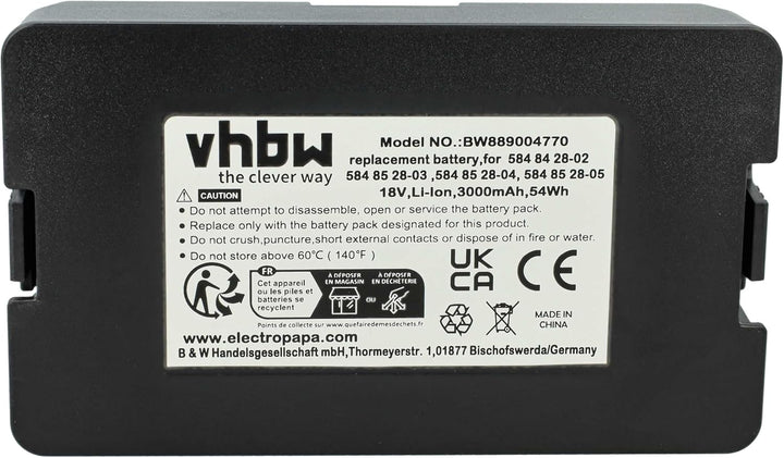vhbw Akku kompatibel mit Husqvarna Automower Sileno Life Rasenroboter (3Ah, 18V, Li-Ion)