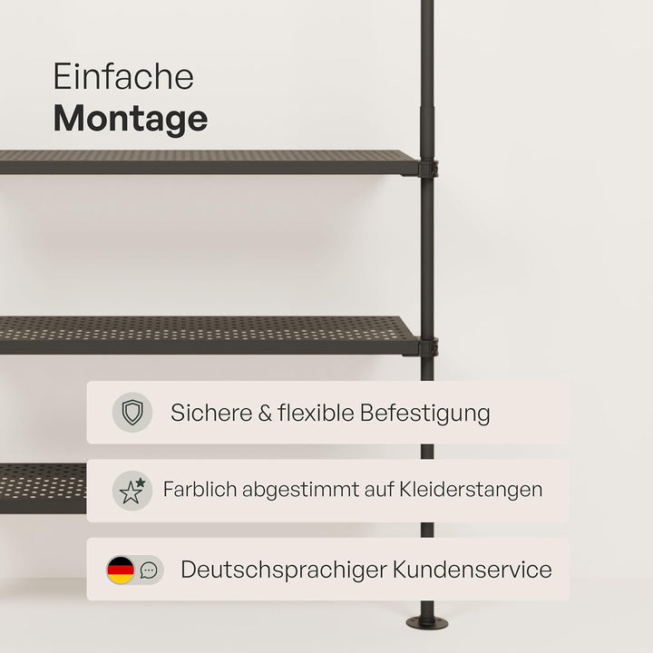 pamo Regalboden Metall schwarz inkl. Montagezubehör 92,5 x 30,5 cm I 3er Set I höhenverstellbar stos