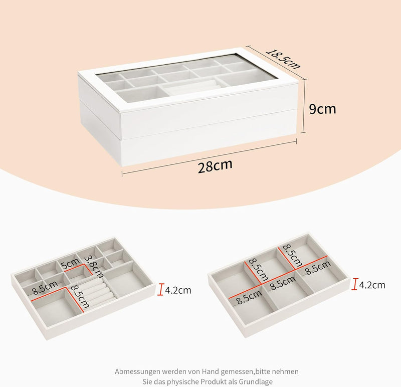 AdelDream Stapelbares Schmucktablett Schmuckschatpfanne Aufbewahrung Schublade Lagerung-Schmuck Aufb