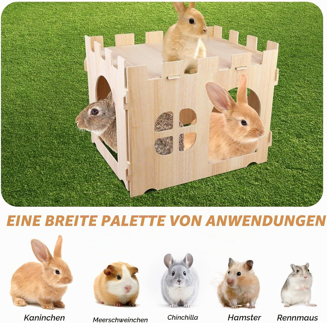 Gross Kaninchenhaus, Holz Meerschweinchen Bett mit Eingänge, Meerschweinchen Spielzeug, Meerschweinc