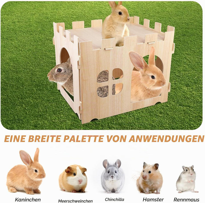 Gross Kaninchenhaus, Holz Meerschweinchen Bett mit Eingänge, Meerschweinchen Spielzeug, Meerschweinc
