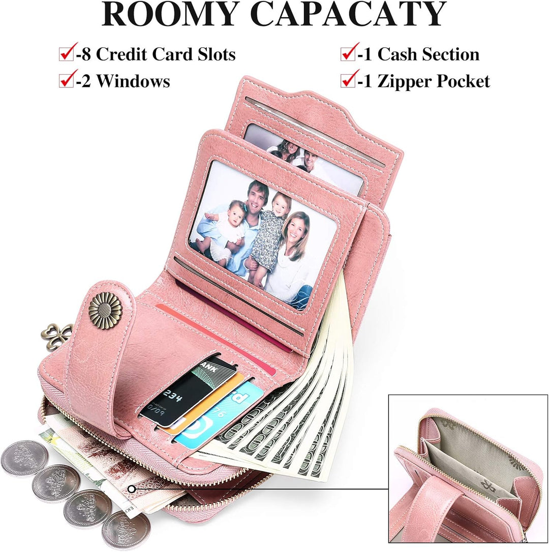SENDEFN Geldbörse Damen Klein,Geldbeutel Frauen Echtes Leder,mit Münzfach Kleines Zipper Brieftasche