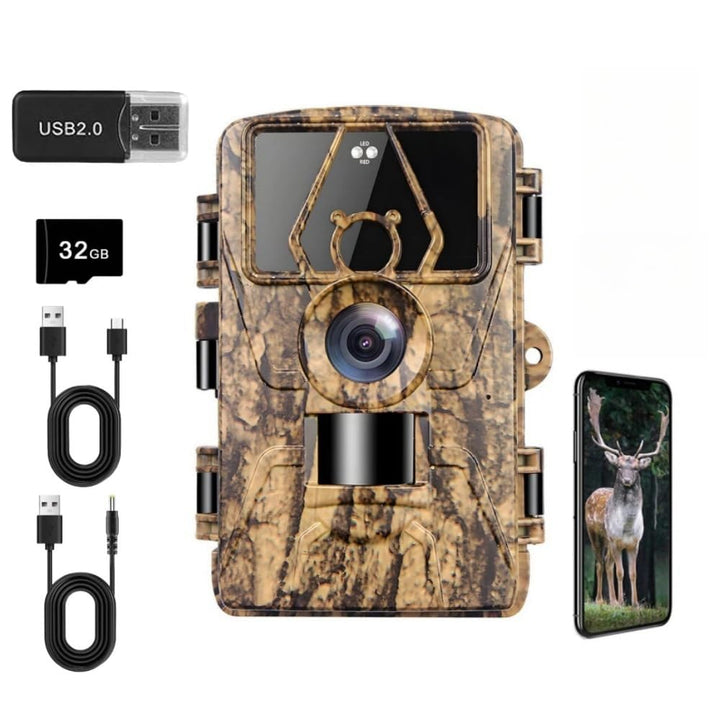 Wildkamera mit 8K Video, 60MP Full HD, WLAN & Handyübertragung APP, Bewegungssensor, Nachtsicht, 0,1