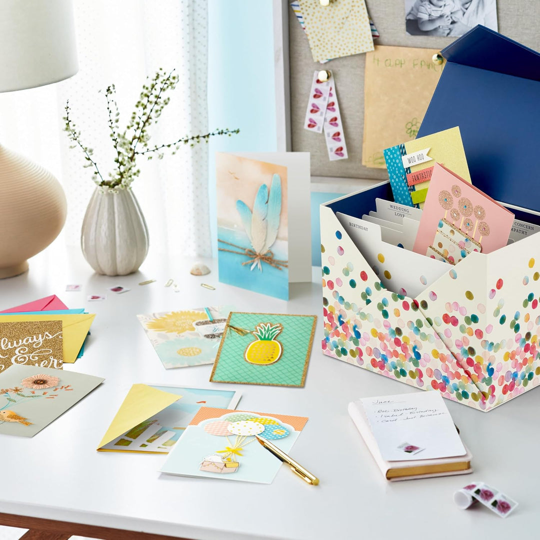 Hallmark All Occasion Handgefertigtes Set mit verschiedenen Grusskarten mit Kartenorganizer (24 Stüc