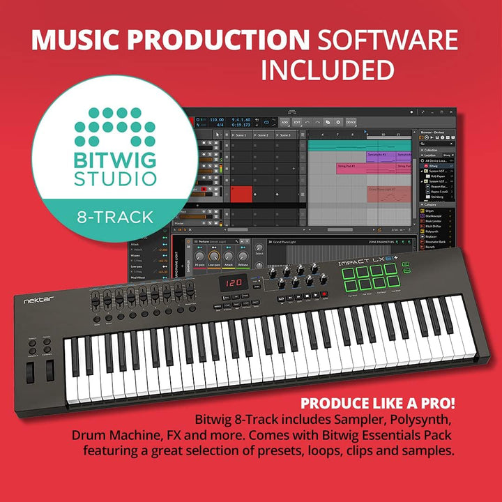 Nektar Impact LX61 + USB-MIDI-Controller-Keyboard mit DAW-Integration Single, Single