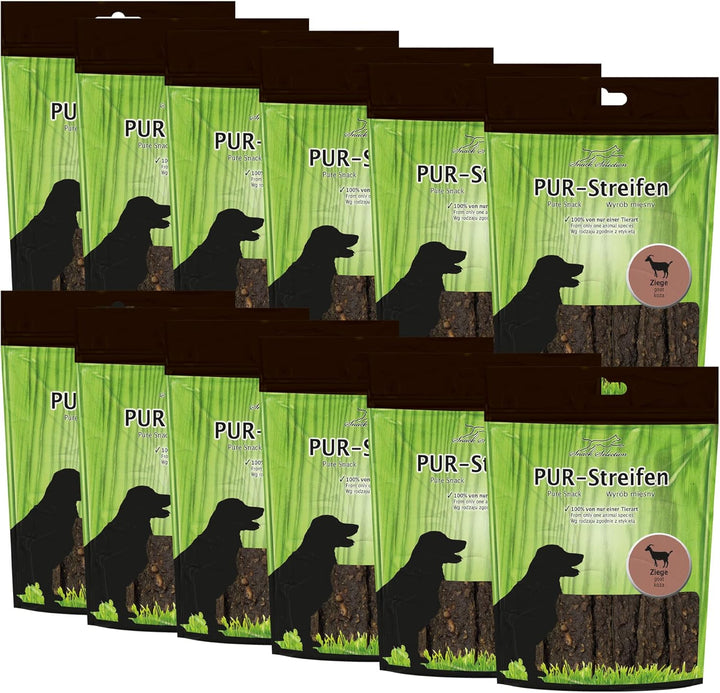 Schecker 12 x 100g PUR Kaustreifen Ziege - ohne irgendwelche Zusätze - schonend getrocknet - weich u