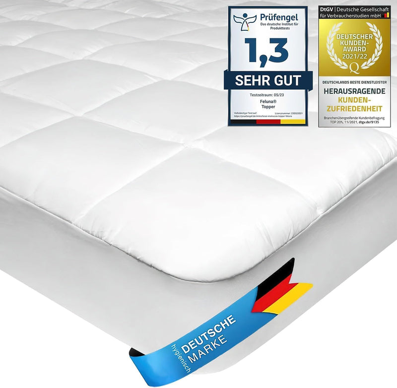 Feluna Mikrofaser Matratzen-Topper gepolsterter Matratzen-Auflage - Matratzenschoner Unterbett Micro