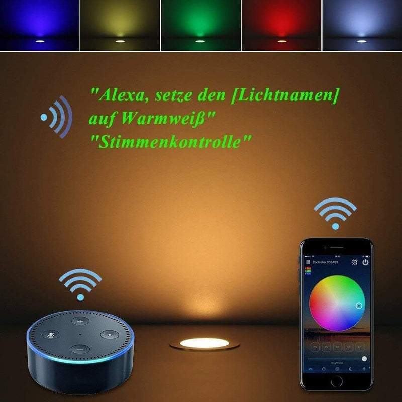 SUBOSI 6er WiFi RGBWW Led Bodeneinbauleuchten Terrassenbeleuchtung Bodenstrahler Arbeitet mit Alexa,