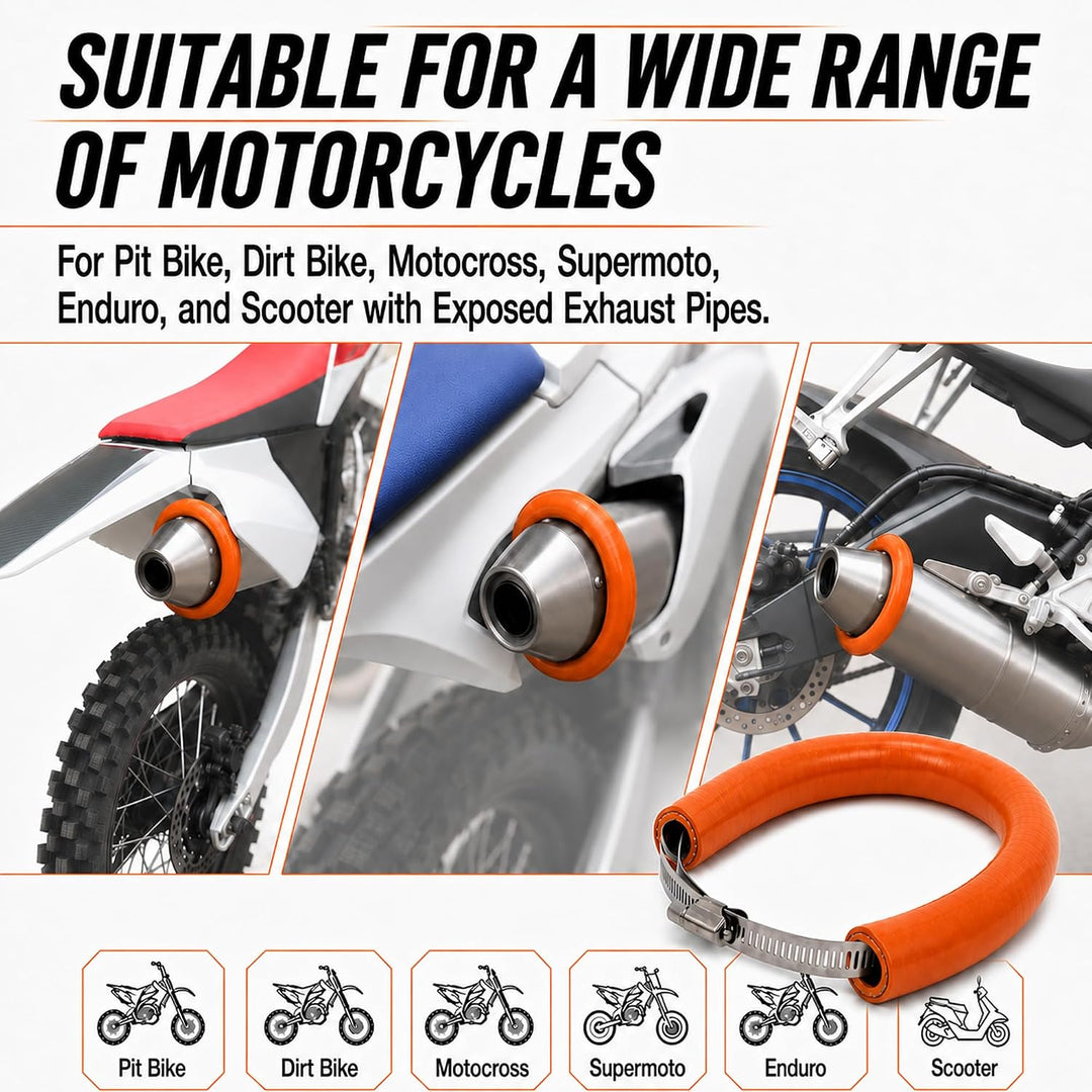 JFG RACING 64 cm/25,2" Motorrad Auspuff Schutzring,Universeller Verstellbarer Auspuff Schutz Hitzesc