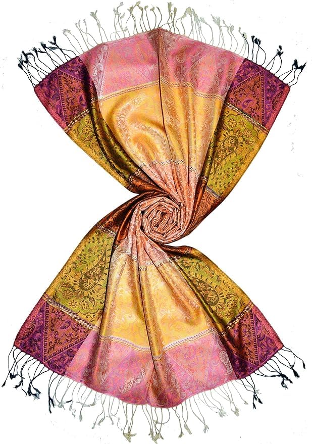 Lorenzo Cana Pashmina Schaltuch jacquard gewebter Damenschal aus 100% Seide Paisley Muster Seidensch
