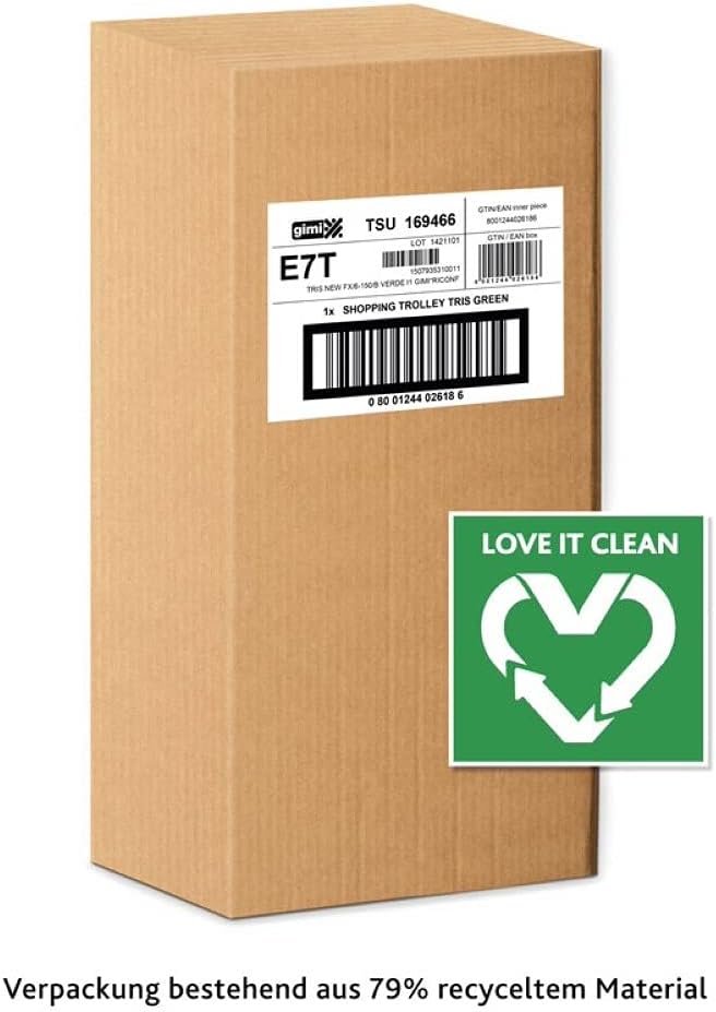 Gimi Tris Einkaufstrolley, wasserabweisende Tasche, 3-Rollen-System, Eco Verpackung klappbares Geste