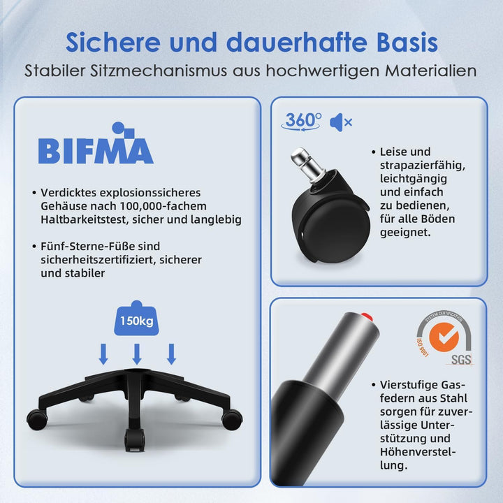 Hinonde Bürostuhl,Schreibtischstuhl mit Hochklappbare Armlehnen und Wippfunktion,Drehstuhl,Höhenvers