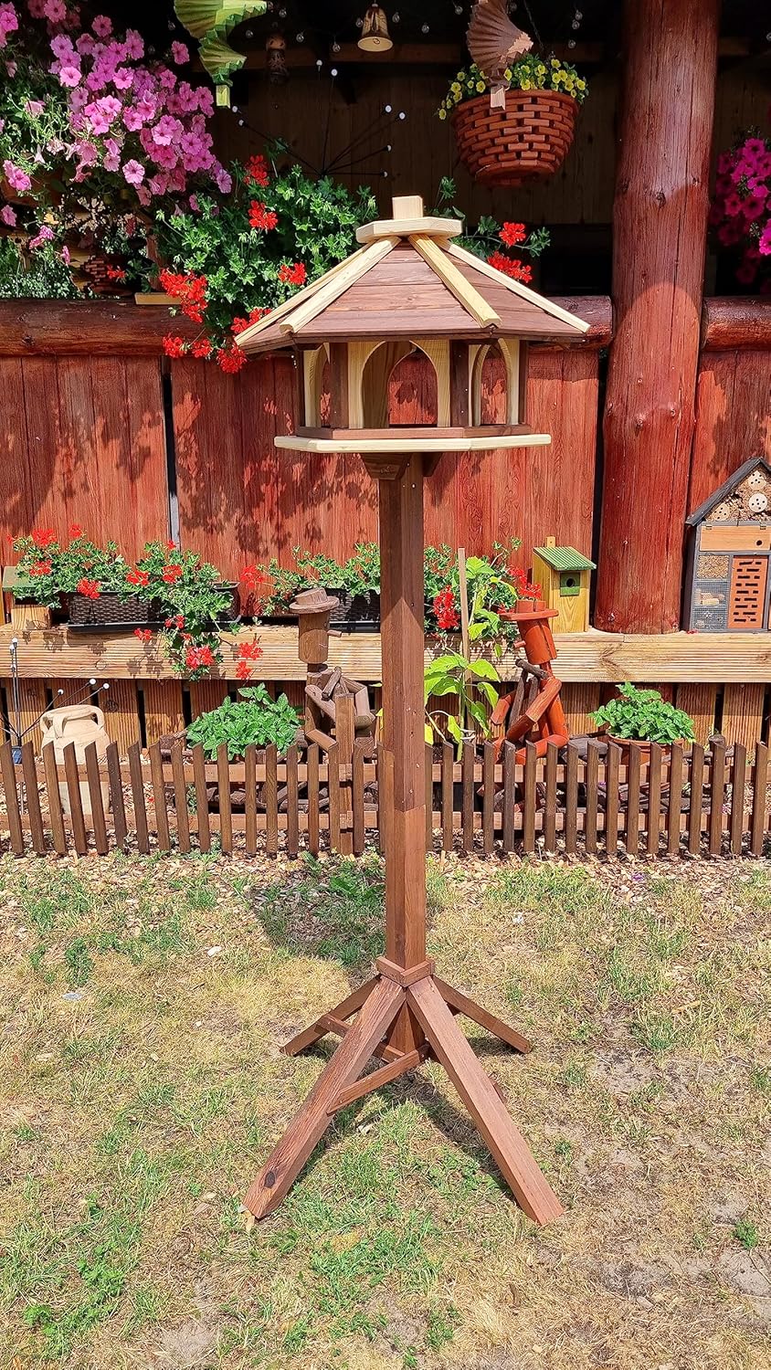 Vogelhaus mit Stander aus Holz, wetterfest, vogelfutterhaus, Futterhaus, Futterstation für Wildvögel