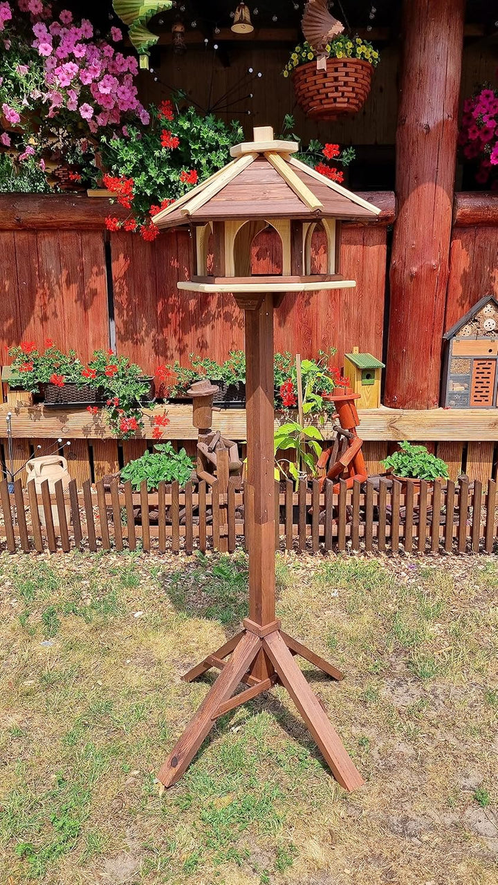 Vogelhaus mit Stander aus Holz, wetterfest, vogelfutterhaus, Futterhaus, Futterstation für Wildvögel