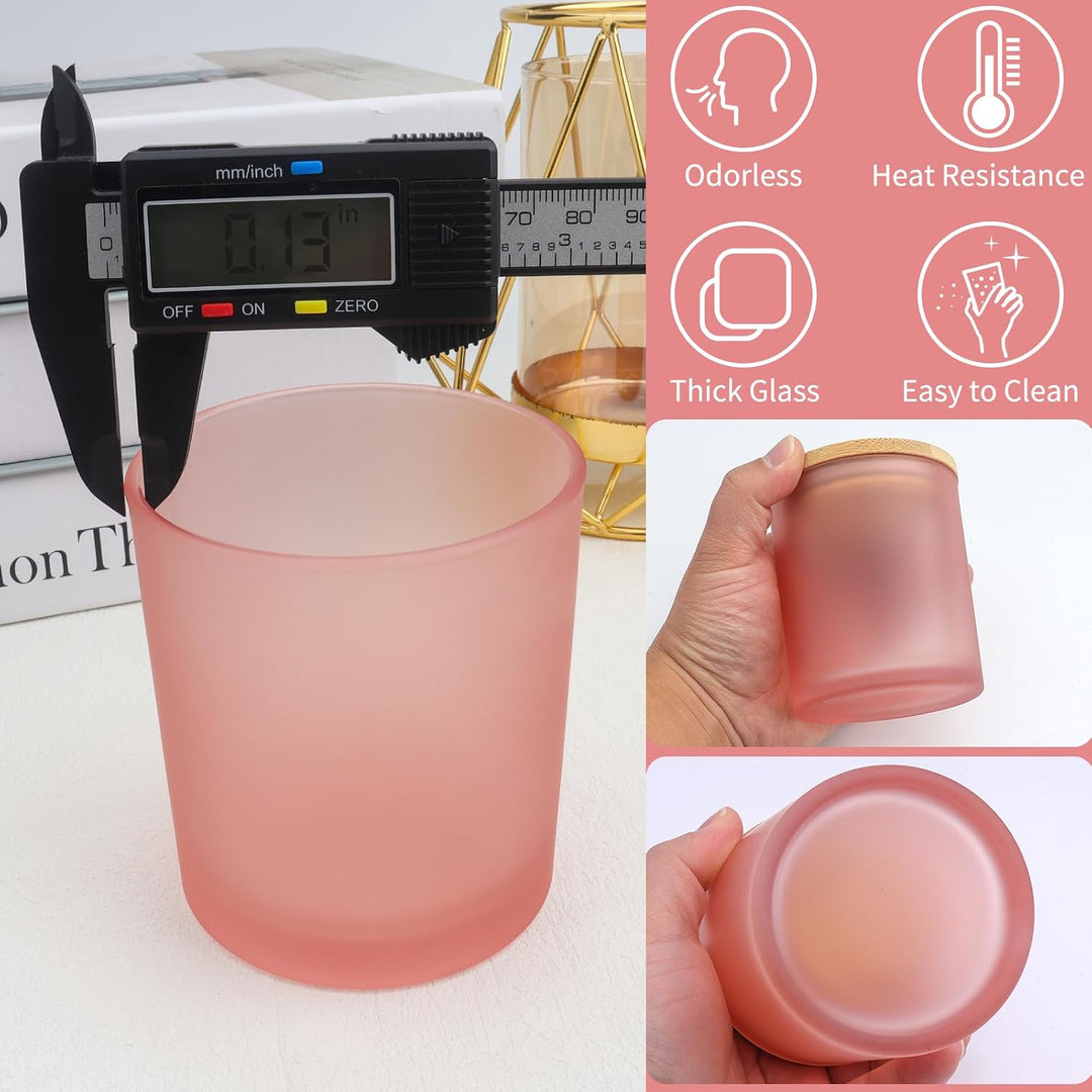 8 Pace Milchglas-Kerzengläser mit Bambusdeckel, leere Gläser (315 ml) für die Herstellung von Kerzen