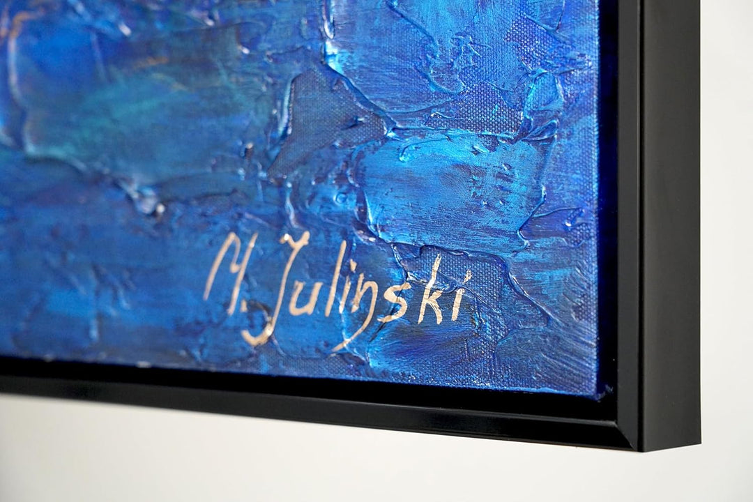 YS-Art Abstrakt Acryl Gemälde auf Leinwand Marine handgemalt Wandbilder Wohnzimmer modern Wohndekor