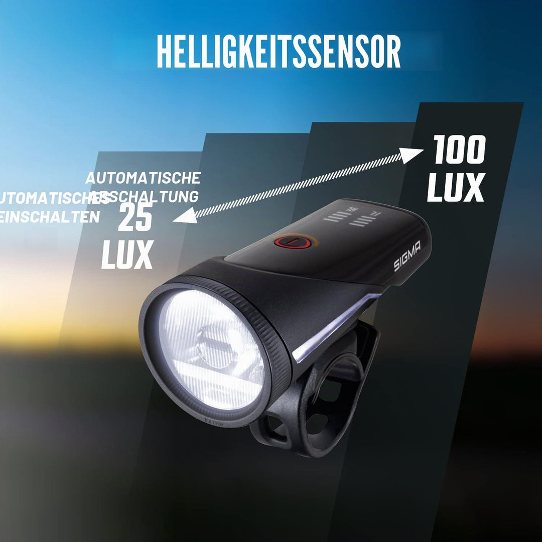SIGMA Fahrradlicht Set Aura 100/Blaze Link (Silikonhalterung) | Innovative Kopplungsfunktion & Autom