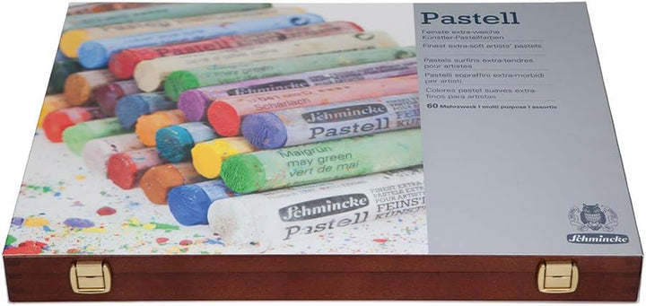 Schmincke – Pastell, Premium-Set mit Aquarellfarben, Holzkasten mit Pastellstiften, handgefertigte P