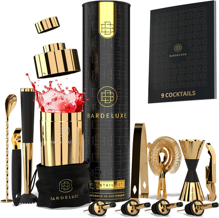 BarDeluxe® Cocktail Set 12-teilig, Barkeeper Set, Cocktail Mixer Set | 750ml Cocktailshaker Edelstah