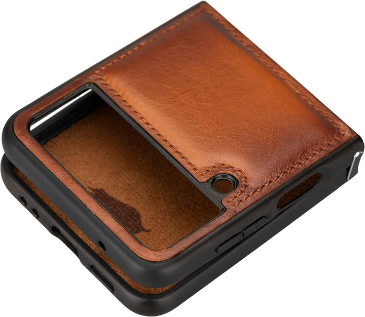 Solo Pelle Lederhülle für das Samsung Galaxy Z Flip4 Flip 4 Hülle aus echtem Leder, Model: Stanford