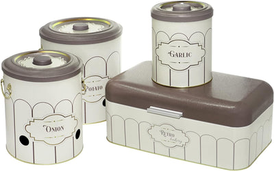 Lashuma Eckige Brotbox Retro, Brotdose gross aus Blech 36x21 cm, Aufbewahrungsbehälter für Brot, Ret