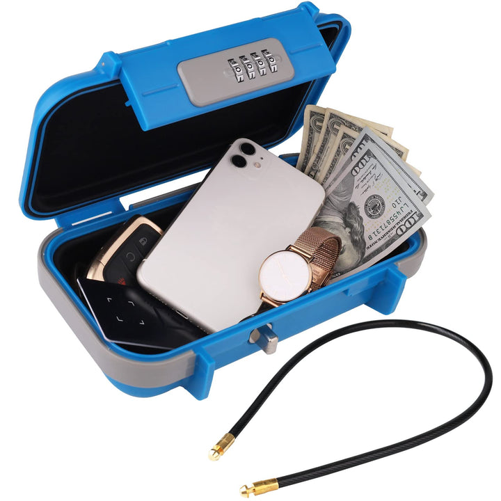 NBYT Tragbarer Safe Box, Zahlenschloss Code, wasserdichter Anti-Diebstahl-Mini-Reisesafe mit abnehmb