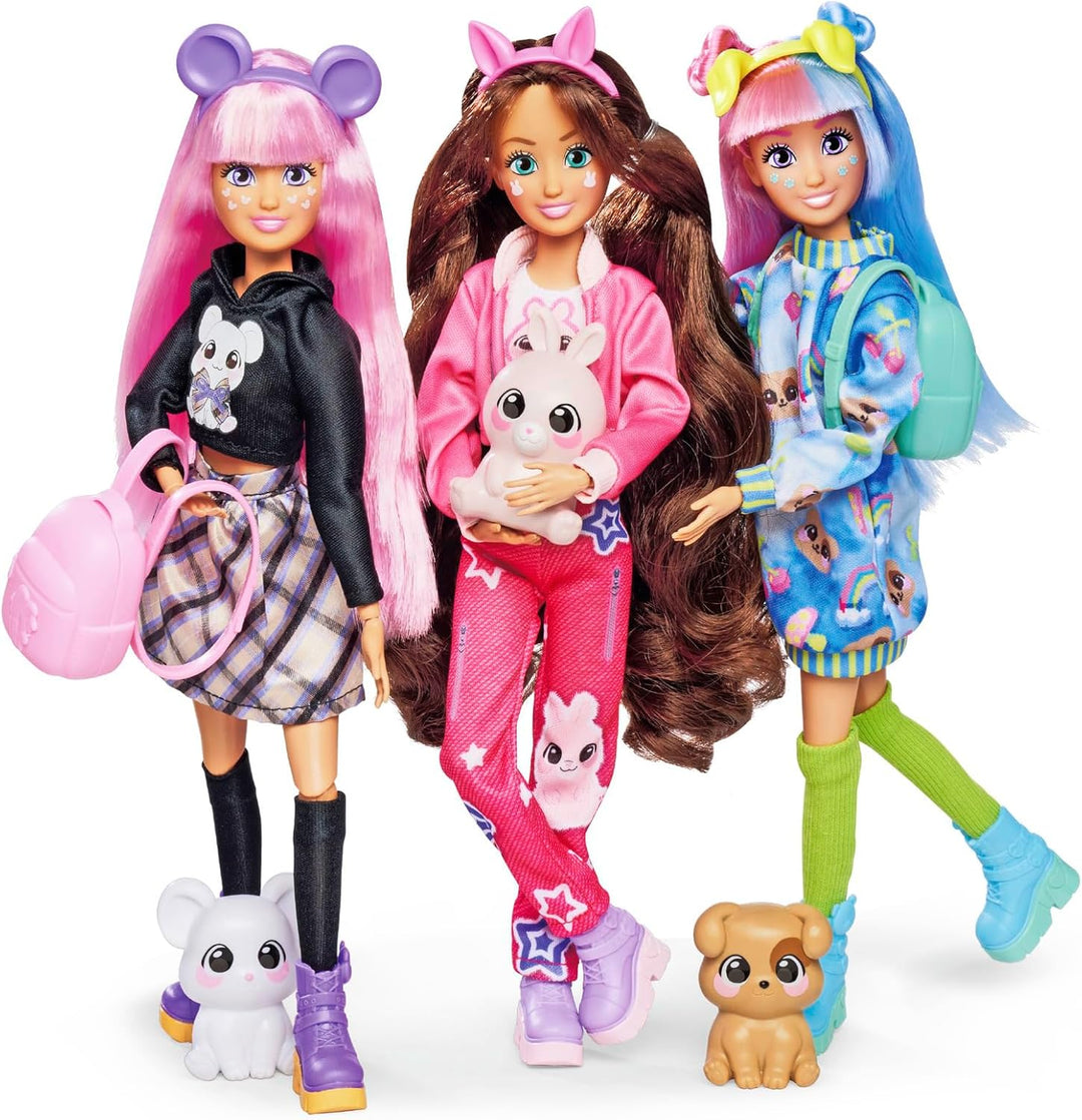 Simba 105953974 - Kawaii Hi Ankleidepuppe Mia (26 cm) - bewegliche Modepuppe zum Frisieren und Style